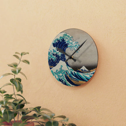 The Great Wave off Kanagawa by Katsushika Hokusai Acrylic Wall Clock, Round and Square