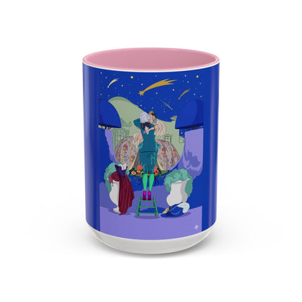 Wishes Beneath the Comet Sky Colorful Mug (11oz, 15oz) – Celestial Magic, Art Deco Elegance & Dreamy Wonder