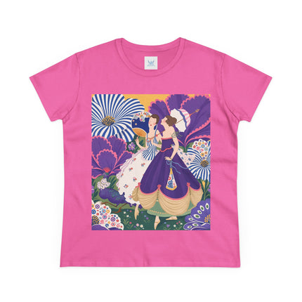 💜🌼 The Violet Garden Companions Cotton Tee – Art Deco Fashion Illustration