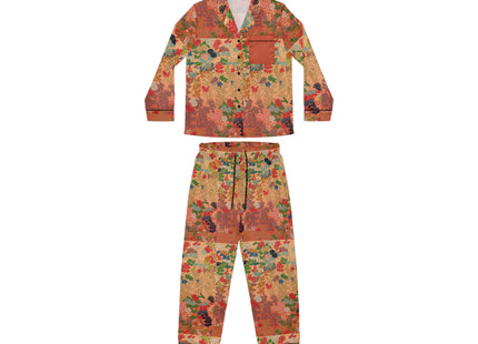 Japanese Fan Flower Pattern by G.A. Audsley Women's Satin Pajamas (AOP)