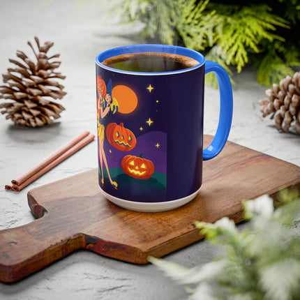 🎃🕯️ Moonlit Pumpkin Masquerade Colorful Mug – Whimsical Halloween Charm