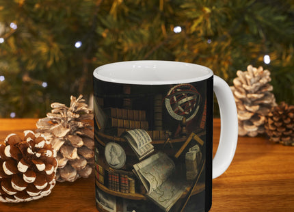 Trompe l'oeil of a Collector's Study by Charles Bouillon Ceramic Mug 11oz