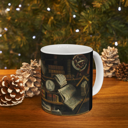 Trompe l'oeil of a Collector's Study by Charles Bouillon Ceramic Mug 11oz