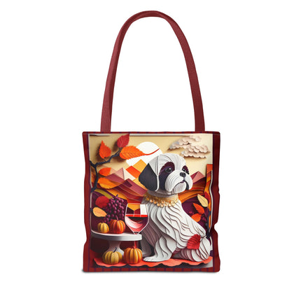 Shih Tzu at an Autumn Wine Tasting Tote Bag (AOP)