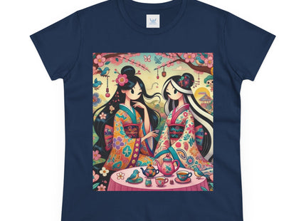 Fairies in Kimonos at Tea Among Blossoms Cotton Tee