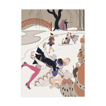 ⛸️❄️ The Grand Winter Skating Mishap Postcard Bundles – Art Deco Winter Whimsy