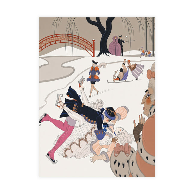 ⛸️❄️ The Grand Winter Skating Mishap Postcard Bundles – Art Deco Winter Whimsy