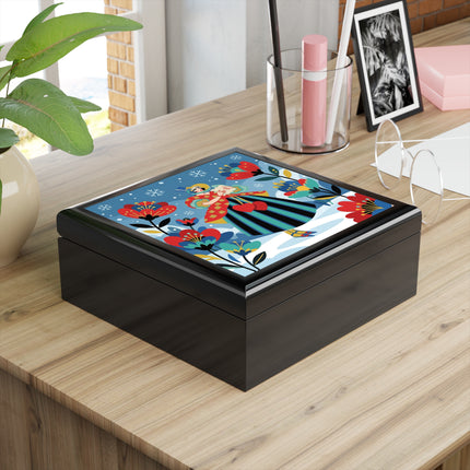 ❤️❄️ The Winter Heart Messenger Jewelry Box – Art Deco Snow Garden Fantasy