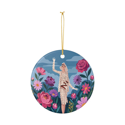 🌺👒 The Grand Flower Promenade Ceramic Ornament – Art Deco Fashion Illustration