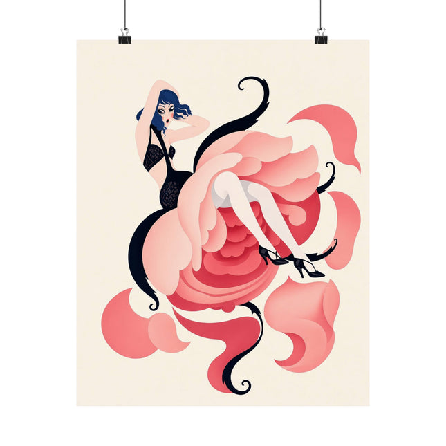 🌹🖤 The Lady Of The Midnight Rose Matte Vertical Poster – Art Deco Floral Fashion