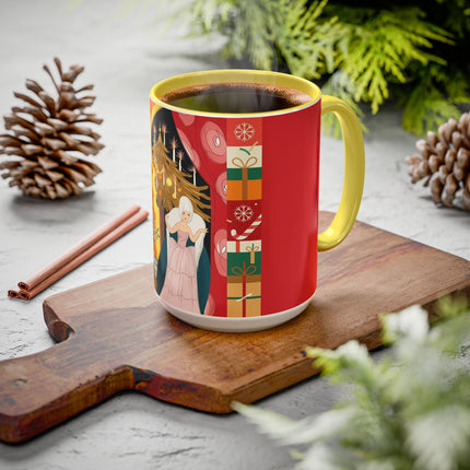 ❤️ The Lady Of The Candlelit Christmas Alcove Colorful Mug – Art Deco Holiday Elegance