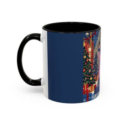 🎩🎄 Christmas Eve Promenade Colorful Mug – Art Deco Holiday Elegance