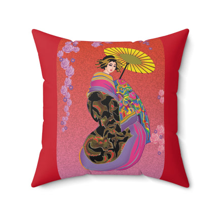 Enchanting Geisha Spun Polyester Square Pillow