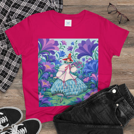 🌸🎶 The Garden Melody Cotton Tee – Art Deco Floral Whimsy