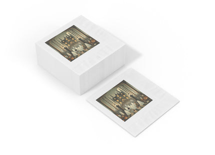 Ghostly Welcome – A Halloween Night White Coined Napkins