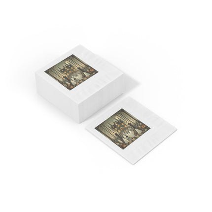 Ghostly Welcome – A Halloween Night White Coined Napkins