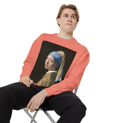 Girl with a Pearl Earring by Johannes Vermeer Unisex Garment-Dyed Sweatshirt