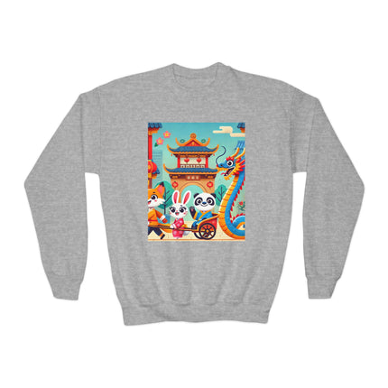 Lantern Street Dragon Parade Youth Crewneck Sweatshirt – Festive Energy, Culture & Playful Adventure
