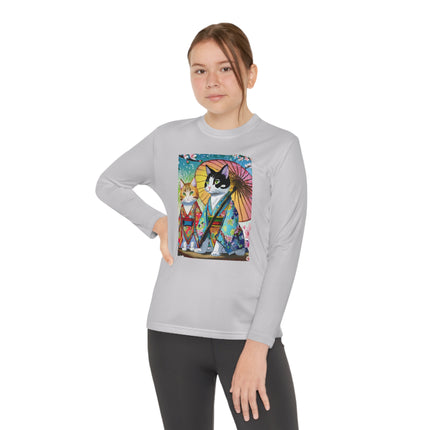 Kimono Kitties Youth Long Sleeve Competitor Tee – Anime Charm & Whimsical Elegance