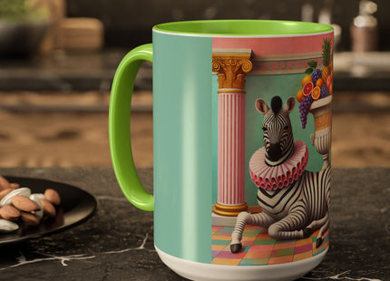 Still Life with Zebra, Fruit, and Pink Columns Colorful Mugs (11oz, 15oz)