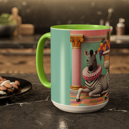 Still Life with Zebra, Fruit, and Pink Columns Colorful Mugs (11oz, 15oz)