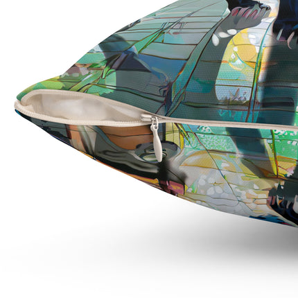 Cyber Panther's Hunt Spun Polyester Square Pillow
