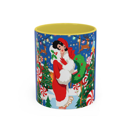 🦌🍬 The Lady Of The Peppermint Christmas Garden Colorful Mug – Colorful Art Deco Holiday Fantasy