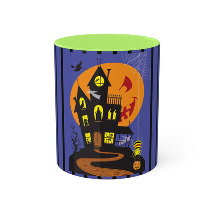 Halloween Night at the Haunted House Colorful Mugs, 11oz