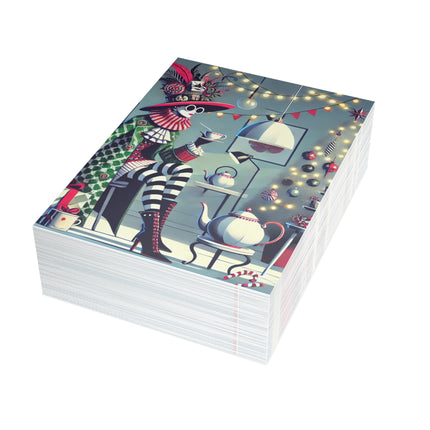 Whimsical Christmas Tea Party Postcard Bundles (envelopes included)