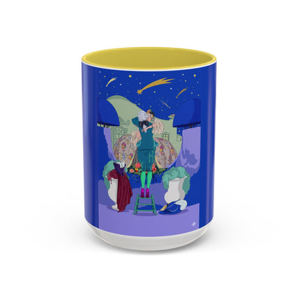 Wishes Beneath the Comet Sky Colorful Mug (11oz, 15oz) – Celestial Magic, Art Deco Elegance & Dreamy Wonder