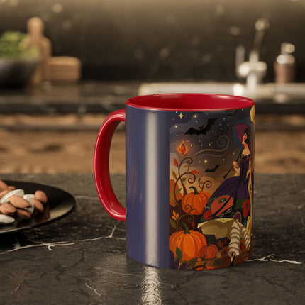 🌙🎃 The Moonlit Garden Walk Colorful Mug – Elegant Halloween Charm