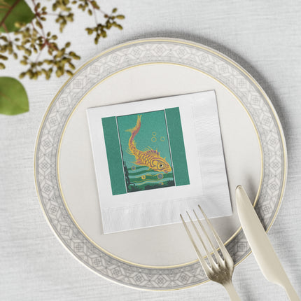 Golden Serenity White Coined Napkins