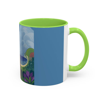The Lady And The Sea Breeze Colorful Mugs – Art Deco Coastal Serenity
