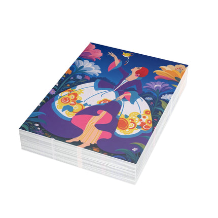 🐦🌸 The Enchanted Birdsong Postcards With Envelopes – Art Deco Garden Whimsy