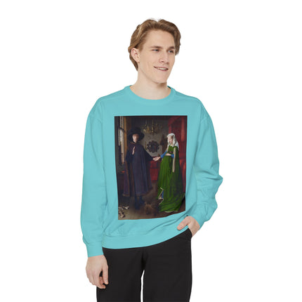 Arnolfini Portrait by Jan Van Eyck Unisex Garment-Dyed Sweatshirt