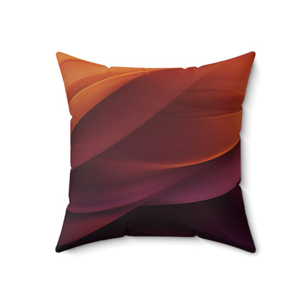 Wave Pattern with Intertwined Hues of Orange, Rose, Maroon, and Purple Spun Polyester Square Pillow