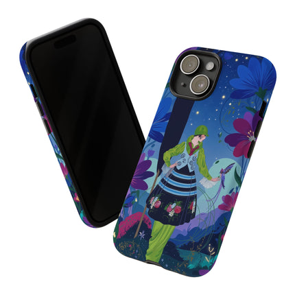 🌸🐦 The Lady Of The Midnight Bird Garden Phone Case – Art Deco Floral Fantasy