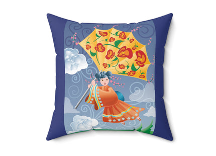 Flight of Blossoms Spun Polyester Square Pillow
