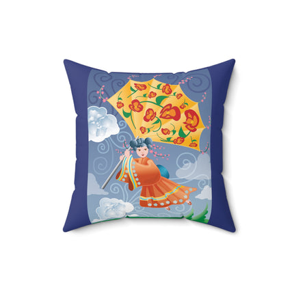 Flight of Blossoms Spun Polyester Square Pillow