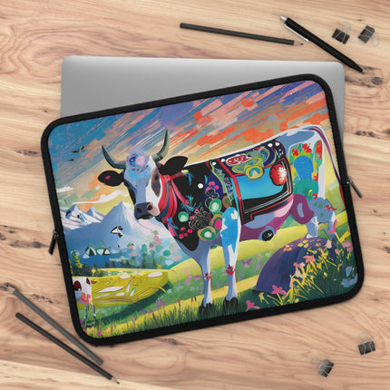 Cyber Glitch Cow Laptop Sleeve