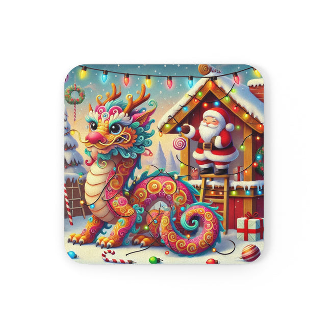 The Playful Dragon's Christmas Cork Back Coaster