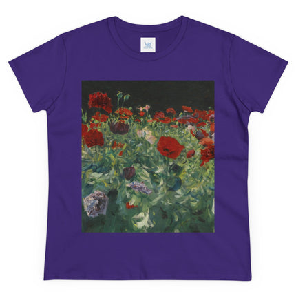 Poppies (A Study of Poppies for Carnation, Lily, Lily, Rose) by John Singer Sargent Women's Midweight Cotton Tee