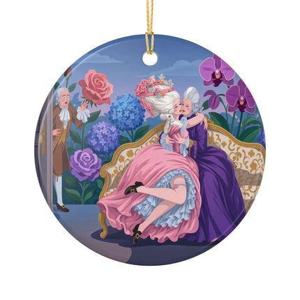 🌹💜 The Secret Embrace Ceramic Ornament – Art Deco Floral Romance