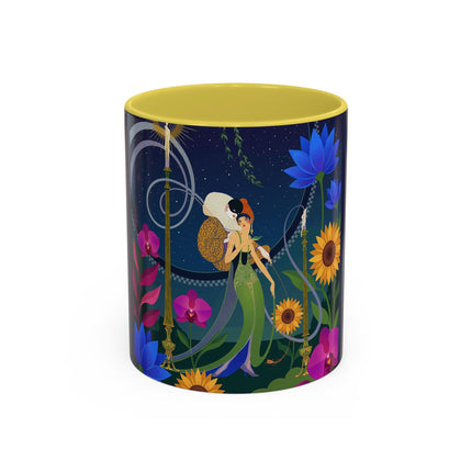 The Lady Of The Starlit Candles Colorful Mugs – Art Deco Theatrical Romance
