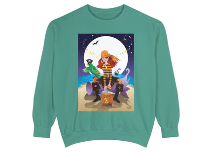 Moonlit Pirate Halloween Unisex Garment-Dyed Sweatshirt