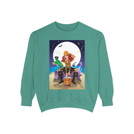 Moonlit Pirate Halloween Unisex Garment-Dyed Sweatshirt