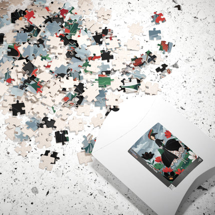 🌧️🌺 The Stormy Flower Walk Puzzle – Art Deco Floral Fashion
