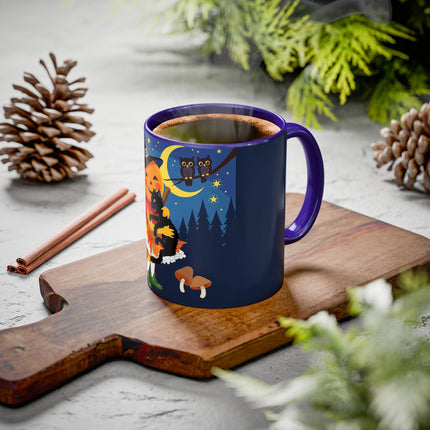 🎃🐈‍⬛ The Little Pumpkin Witch And Her Black Cat Colorful Mug – Whimsical Halloween Charm