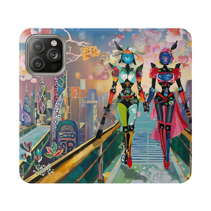 🤖🌆 Cyber Punk Robot Models Flip Case – Futuristic Fashion & Neon Elegance