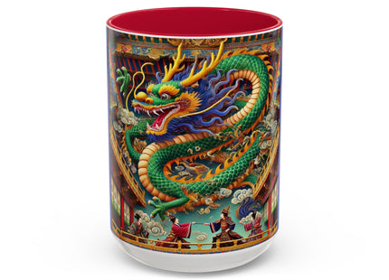 Tibetan Dragon Over Kabuki Duel Colorful Mugs (11oz, 15oz)